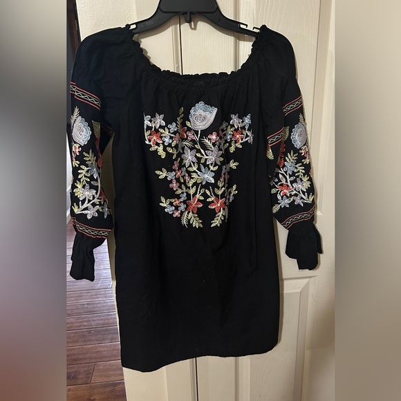 Free People Black Dress with Colorful Floral Embroidery - Picture 1 of 2
